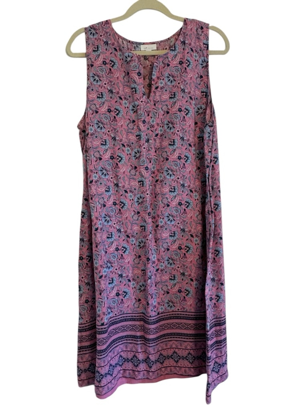 🌸 J. Jill Love Linen Floral Dress – Cottagecore Charm with Blue Accents | Sz L - Picture 3 of 10